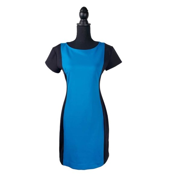 DEREK LAM For Design Nation Sheath Midi Dress Size Small - Black/Atlantic Blue - Picture 8 of 8